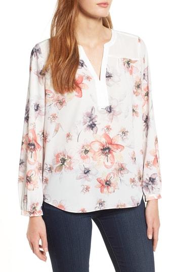 Women's Nydj Split Collar Peasant Top, Size - White