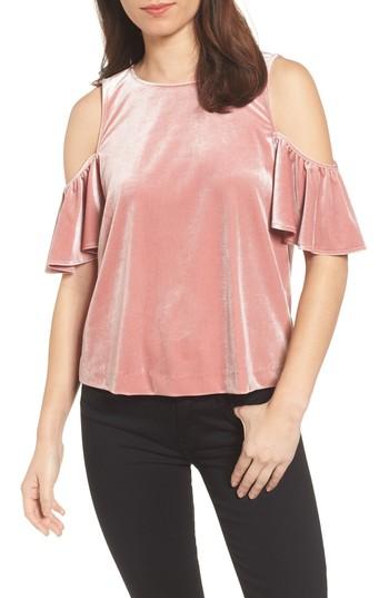 Women's Rebecca Minkoff Monsoon Cold Shoulder Velvet Top, Size - Pink