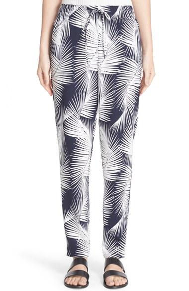 Women's St. John Sport Collection Palm Print Stretch Silk Pants