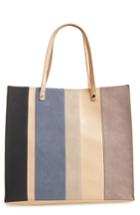 Emperia Adeline Stripe Faux Leather Tote - Beige