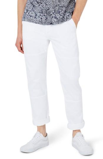 Men's Topman Standard Fit Panel Twill Work Chinos X 30 - White