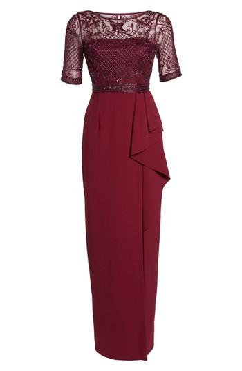 Women's Adrianna Papell Beaded Gown - Burgundy