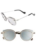 Women's Moncler 56mm Mirrored Cat Eye Sunglasses - Shiny Palladium / Smoke Mirror