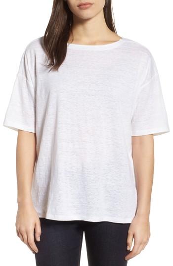 Women's Eileen Fisher Slouchy Organic Linen Top, Size - White