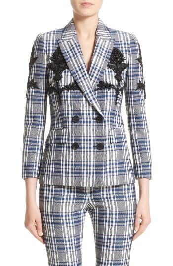 Women's Alexander Mcqueen Embellished Celtic Check Jacket Us / 40 It - Grey