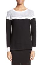 Women's St. John Collection Technical Mesh Stitch Sweater - Black