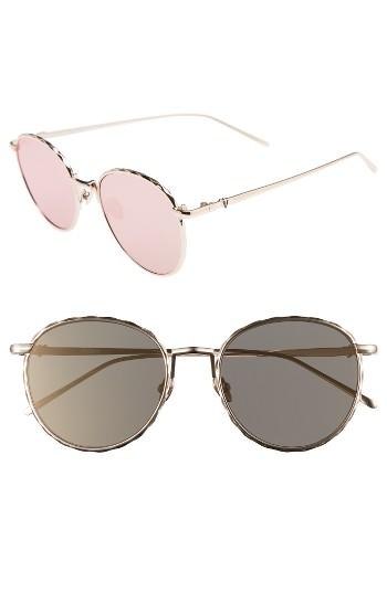 Women's Valley Corpus 53mm Round Sunglasses - Rose Gold/ Rose Gold Mirror