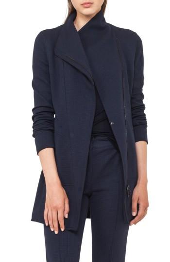 Women's Akris Punto Waffle Jersey Zip Jacket - Blue