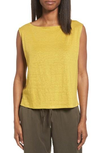 Petite Women's Eileen Fisher Organic Linen Top, Size P - Green