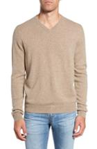 Men's Nordstrom Men's Shop Cashmere V-neck Sweater, Size - Brown