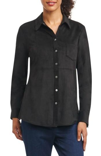 Women's Foxcroft Jena Faux Suede Shirt - Black