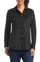 Women's Foxcroft Jena Faux Suede Shirt - Black