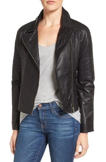 Women's Bb Dakota Stafford Washed Leather Jacket - Black