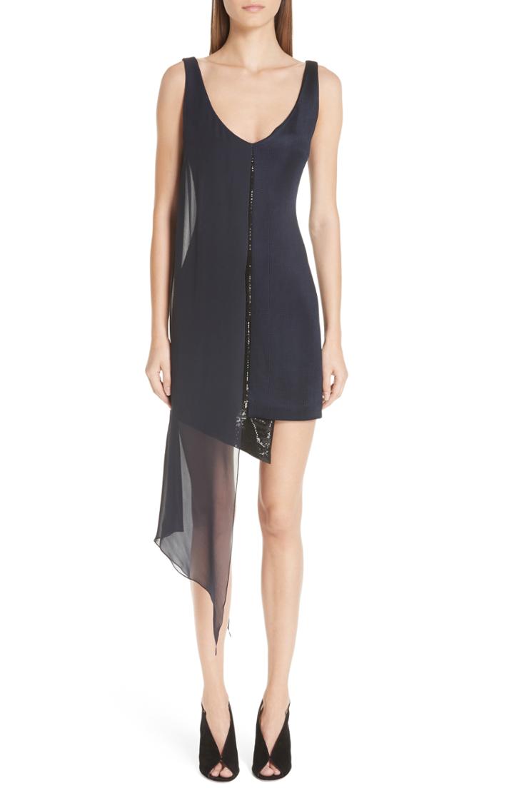 Women's Galvan Serpentine Chiffon Overlay Sequin Dress Us / 42 Fr - Blue