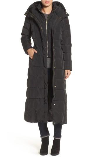 Women's Cole Haan Quilted Coat With Inner Bib - Black