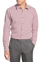 Men's Nordstrom Men's Shop Tech-smart Trim Fit Stretch Check Dress Shirt - 32/33 - Red