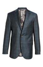 Men's David Donahue Connor Classic Fit Plaid Wool Sport Coat L - Green