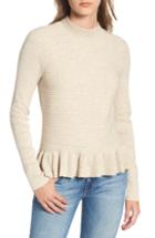 Women's Hinge Ruffle Hem Mock Neck Sweater - Beige