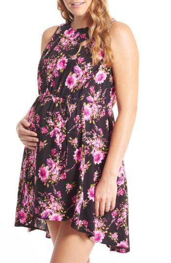 Women's Everly Grey Crystal Maternity/nursing High/low Dress - Black
