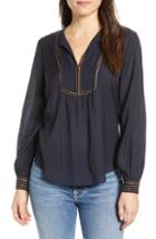 Women's Velvet By Graham & Spencer Metallic Embroidered Blouse - Blue