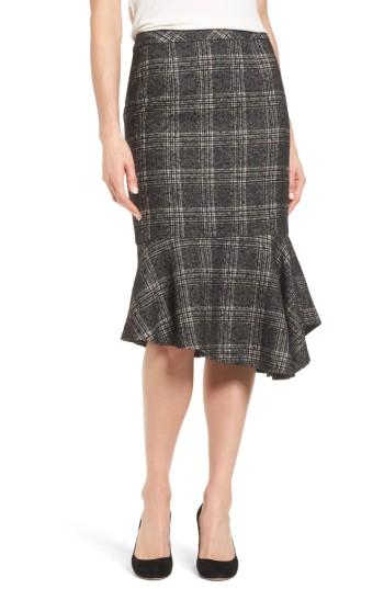 Women's Halogen Asymmetrical Ruffle Hem Skirt - Black