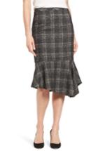 Women's Halogen Asymmetrical Ruffle Hem Skirt - Black