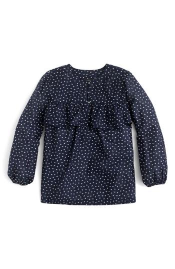Women's J. Crew Cherry Print Ruffle Top - Blue