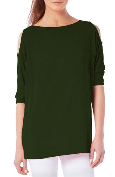 Women's Michael Stars Cold Shoulder Tee, Size - Green