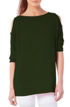 Women's Michael Stars Cold Shoulder Tee, Size - Green