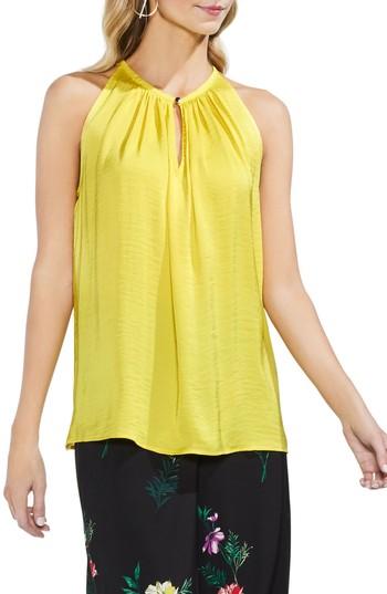 Women's Vince Camuto Rumpled Satin Keyhole Top, Size - Yellow