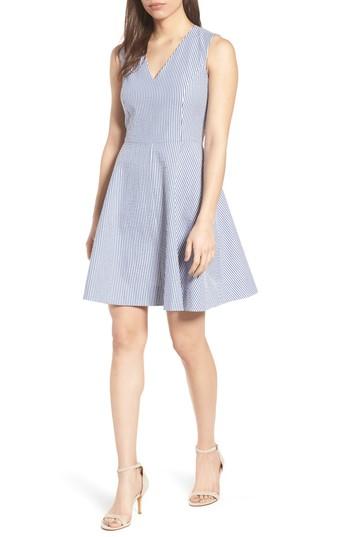 Women's Draper James Love Circle Seersucker Stretch Cotton Dress - Blue