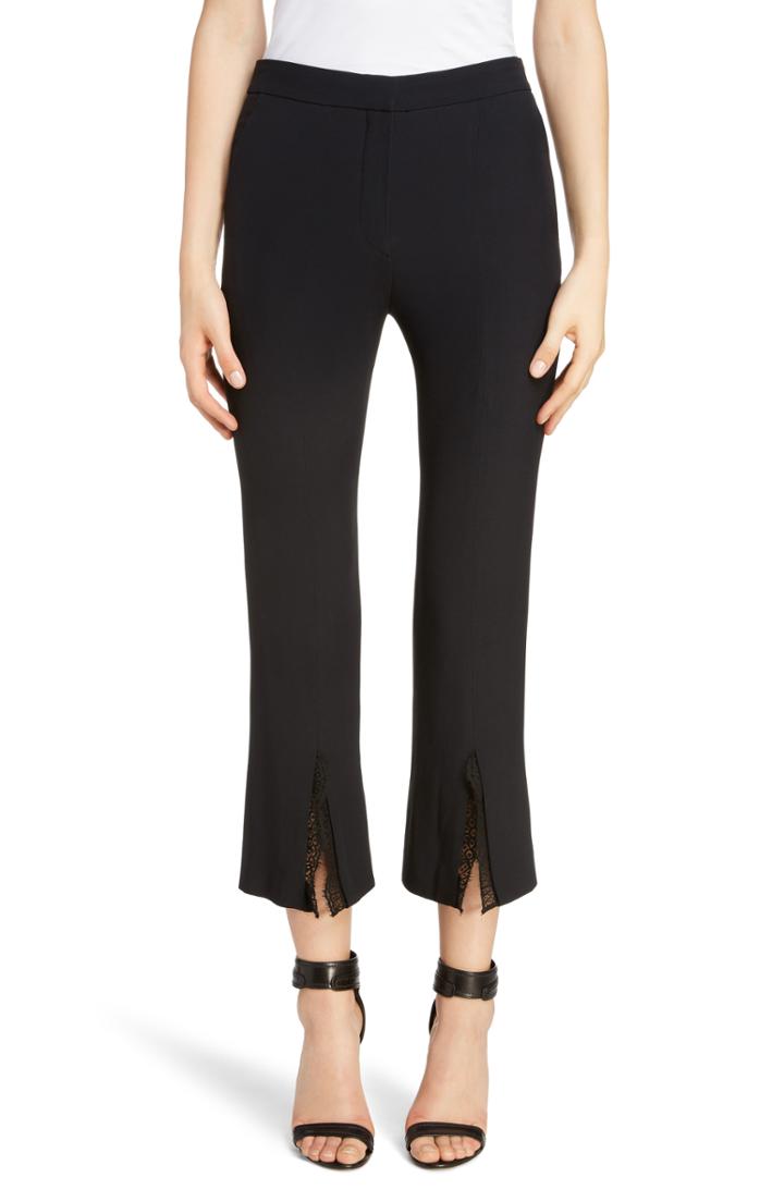 Women's Alexander Mcqueen Lace Trim Split Hem Pants Us / 40 It - Black