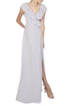 Women's Ceremony By Joanna August 'lolo' Ruffle V-neck Chiffon Wrap Gown - Metallic