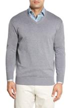 Men's Peter Millar Silk Blend V-neck Sweater - Grey