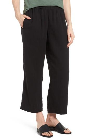 Women's Eileen Fisher Straight Leg Organic Cotton Pants, Size - Black