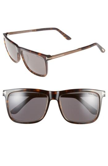 Women's Tom Ford 'karlie' 57mm Retro Sunglasses - Dark Havana/ Gold