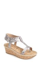 Women's Pelle Moda 'kann' Platform Wedge T-strap Sandal .5 M - Metallic