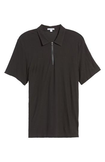 Men's James Perse Zip Placket Polo (xs) - Burgundy