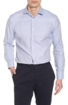 Men's Nordstrom Men's Shop Trim Fit Microcheck Dress Shirt 32/33 - Blue