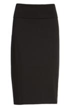 Petite Women's Eileen Fisher Foldover Waist Straight Skirt, Size P - Black