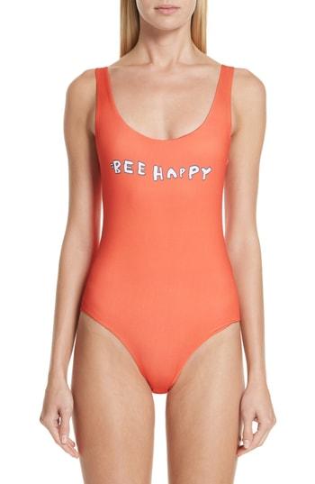 Women's Ganni Profilic One-piece Swimsuit Us / 36 Eu - Red