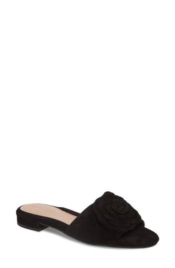 Women's Taryn Rose Violet Flower Slide Sandal M - Black
