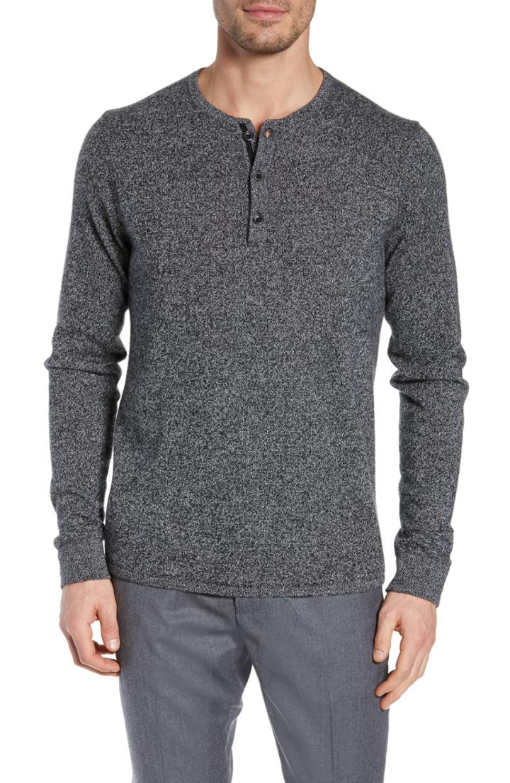 Men's Nordstrom Signature Cashmere Henley - Black