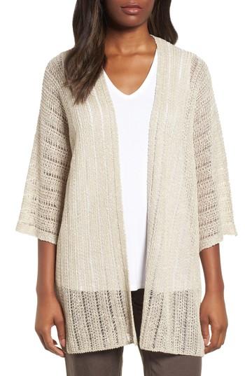Women's Eileen Fisher Organic Linen Blend Kimono Cardigan - Grey