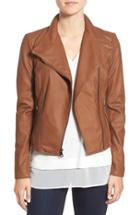 Women's Marc New York By Andrew Marc 'felix' Stand Collar Leather Jacket - Brown