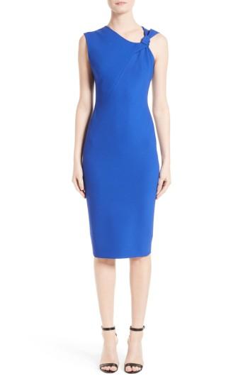 Women's Victoria Beckham Knotted Rib Jersey Dress Us / 10 Uk - Blue