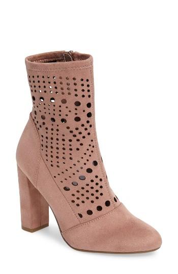 Women's Steve Madden Ennie Perforated Bootie .5 M - Pink