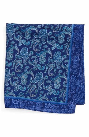 Men's Nordstrom Men's Shop Paisley Pocket Square, Size - Blue