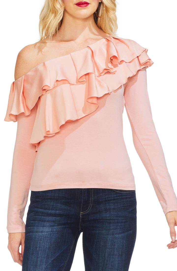 Women's Vince Camuto Tiered Ruffle One-shoulder Top - Black