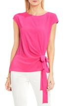 Women's Vince Camuto Mixed Media Tie Front Blouse, Size - Pink